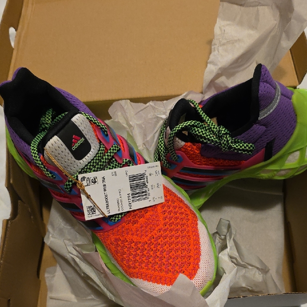 Adidas Neon Orange and Purple Sneakers